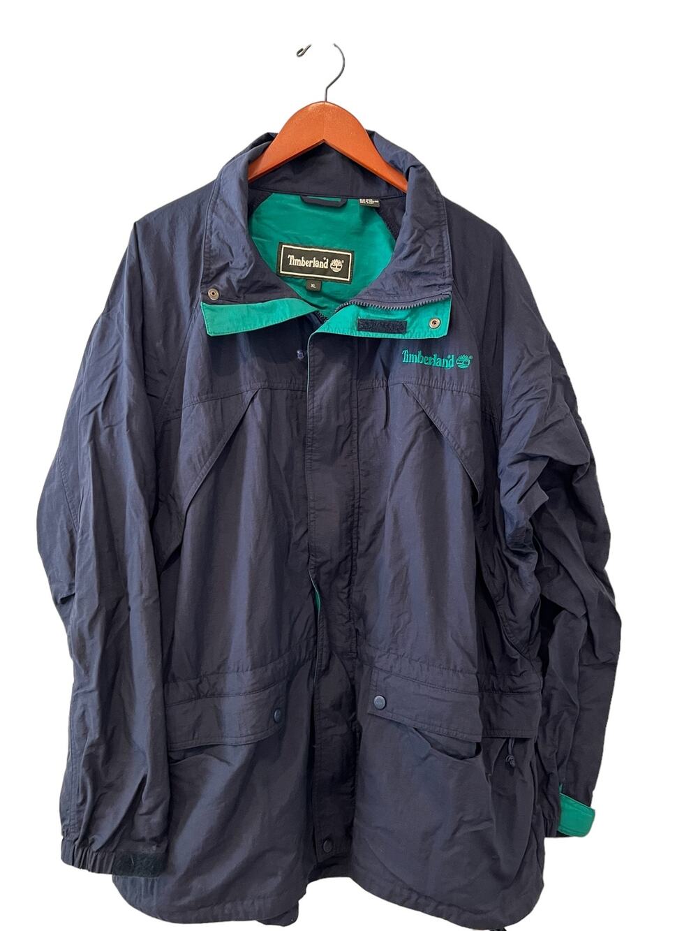 Vintage Timberland Windbreaker Jacket Navy Blue XL
